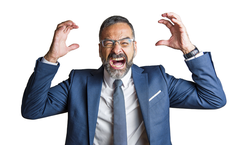 Mann greift sich an den Kopf und schaut verzweifelt